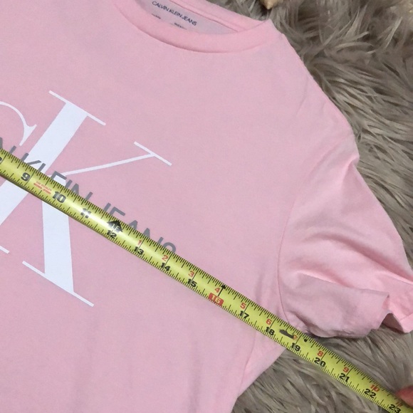 Mens Calvin Klein Short Sleeve-Sz xs-Cotton-Pink-White/Gray Logo - Picture 7 of 9